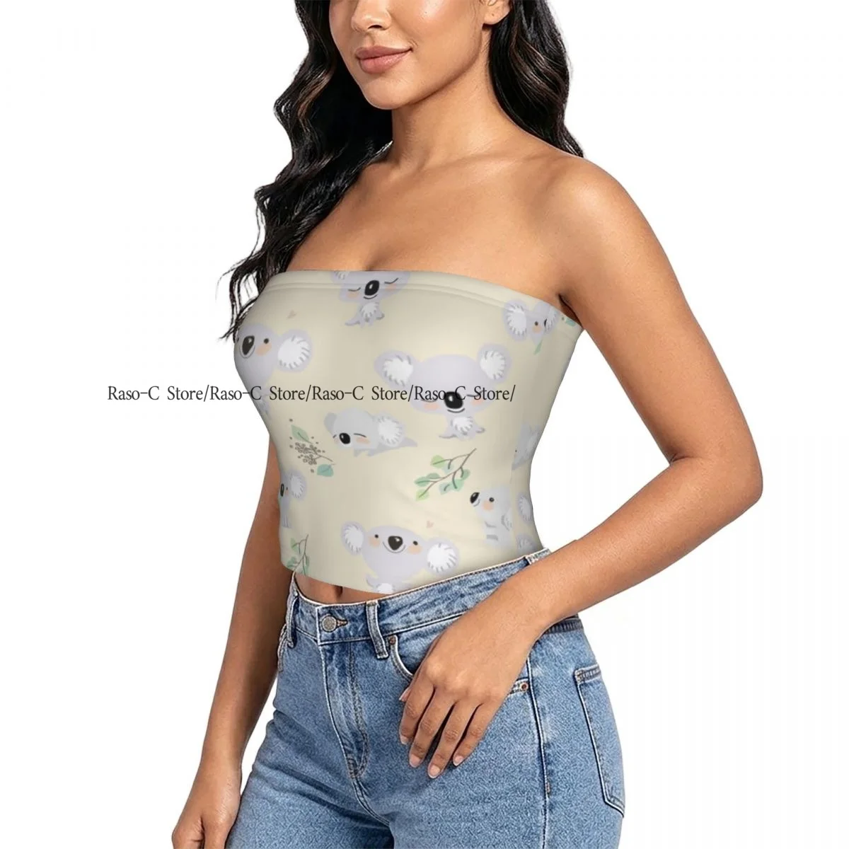 Women strapless blouses sleeveless Panda Pattern halter-neck sexy short-sleeved blouses