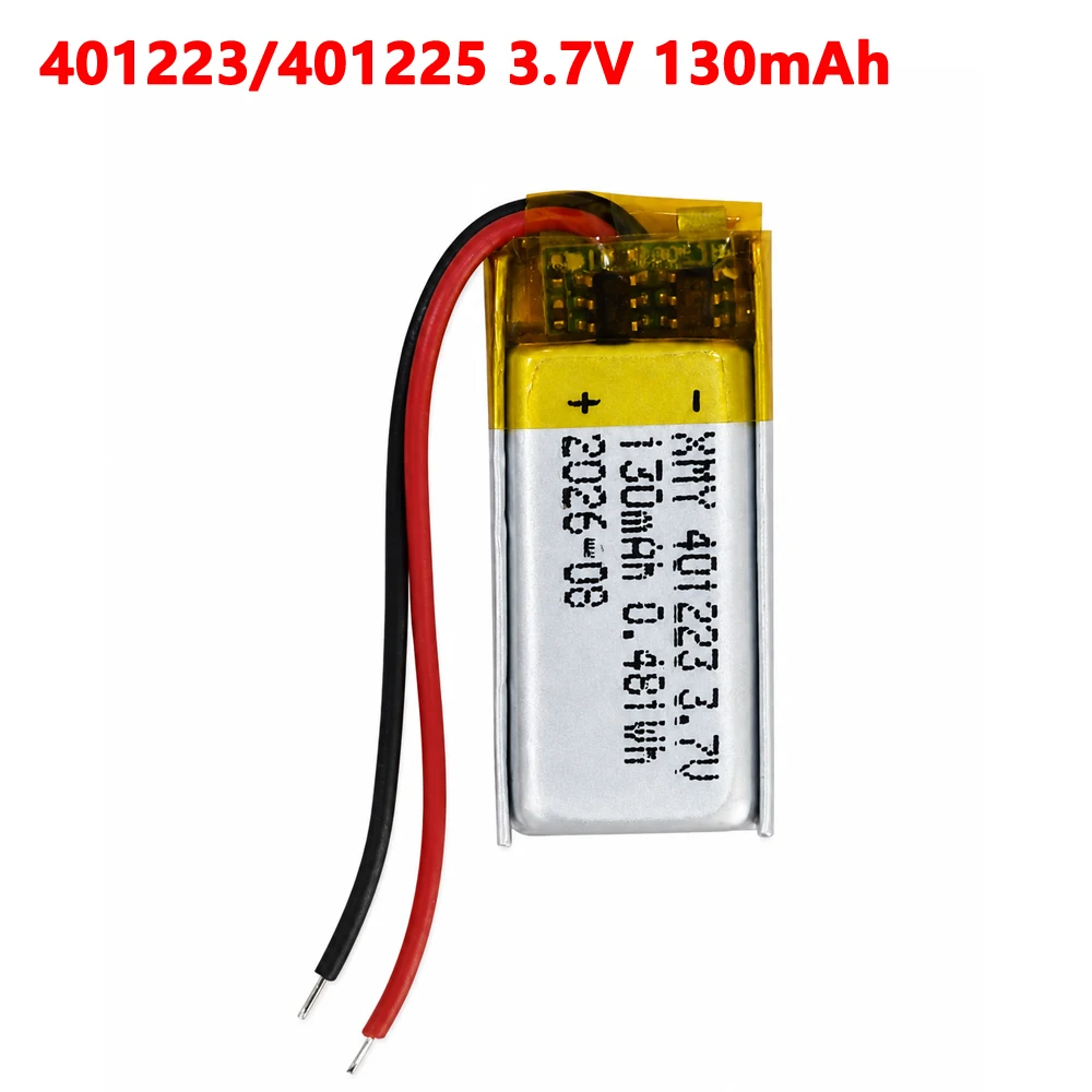 New 401223/401225 3.7V 130mAh Lithium Li-Polymer Replacement Battery for Xiaomi Mi Band 5 Smart Watch 2-Wire Bluetooth Heatset