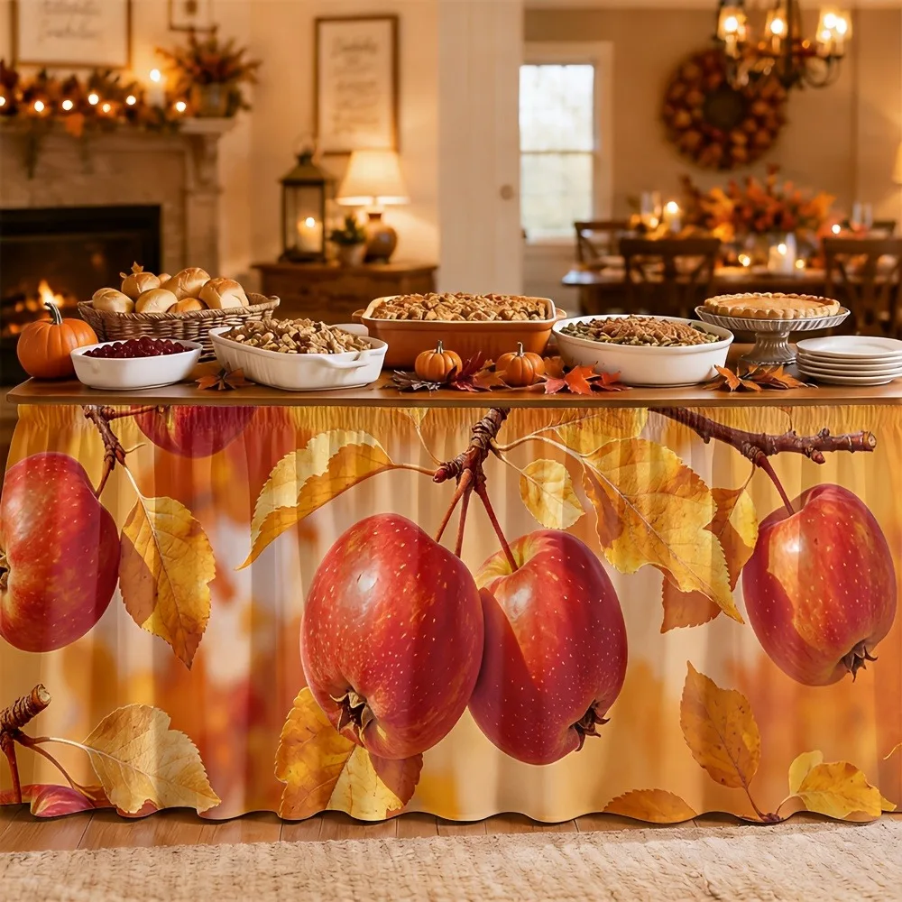 1pc Tablecloth for Autumn Harvest Style Warm Family Dinner. Thanksgiving Day Party Tablecloth in Autumn Season