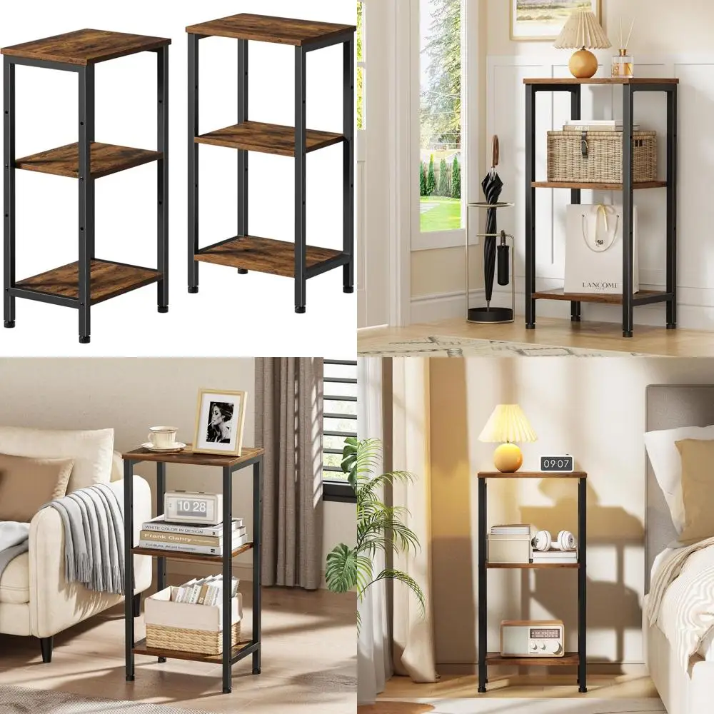 

Tall Side Table Set of 2, Small Bedside Table, Accent Table Stand for Home Decor, Tall End Table for Living Room, Small Entryway