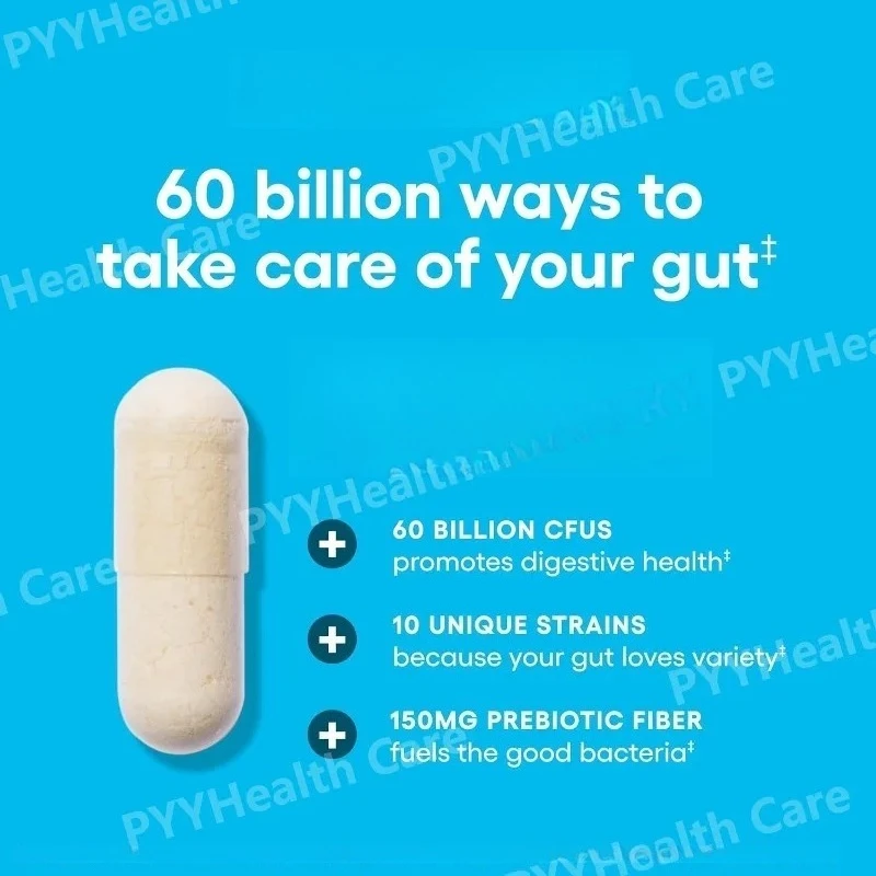 Probiotic 60 Billion CFU Capsules Organic Prebiotics, Shelf Stable Daily Gut Flora & Immune Wellness Support for Adults
