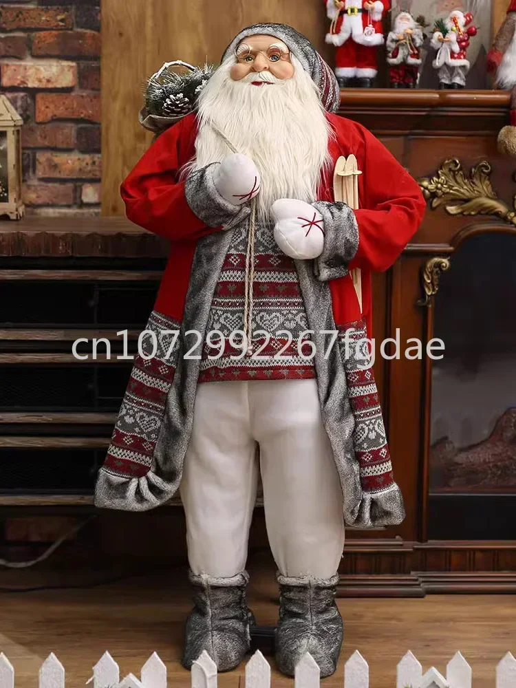 Christmas Hotel and Family Santa Claus Doll Gift Doll Large Decoration Christmas Mask Santa Claus 1.2m Doll