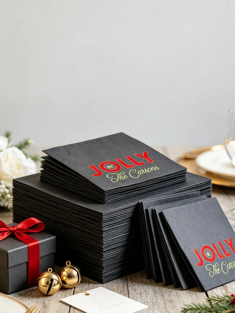 Custom Antler Monogram Linen Like Paper Napkins, Personalized Cocktail Beverage Dinner Napkins for Wedding Restroom
