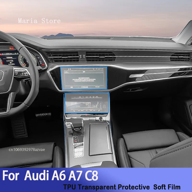 

For Audi A6 A7 C8 2019-2023 Car Interior GPS Navigation LCD Screen Tempered Glass Protective Film Anti-Scratch Car Accessories