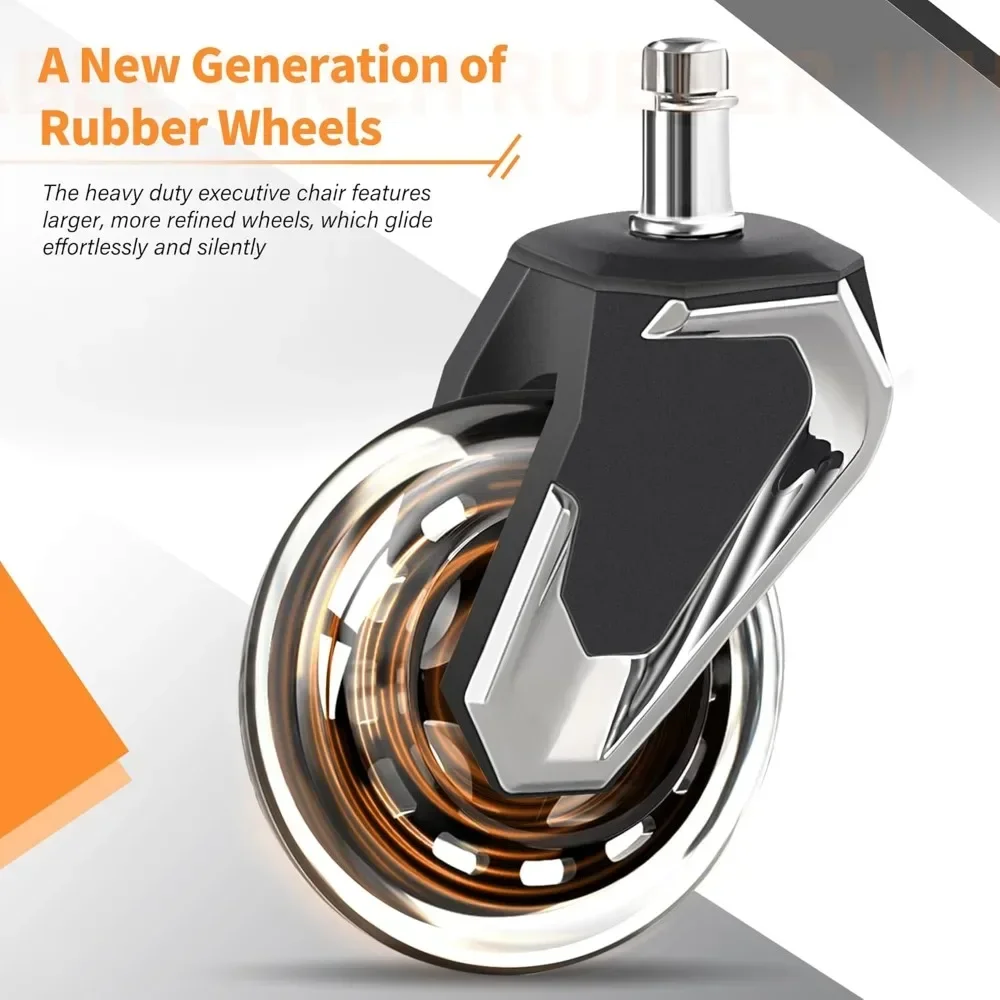 

Большое эргономичное офисное кресло для больших и высоких людей с регулируемой поясничной опорой, 3D-откидными подлокотниками, колесами больших размеров и высокой спинкой.