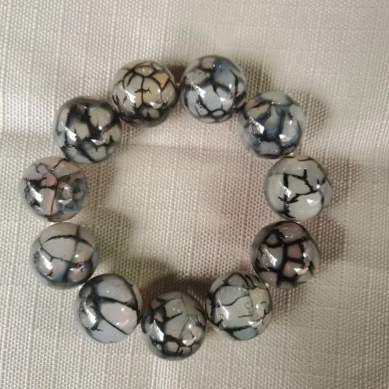 

Natural Silk-twisted Ice Flower Agate Bracelet, Exquisite Ethnic Style Unisex Jewelry