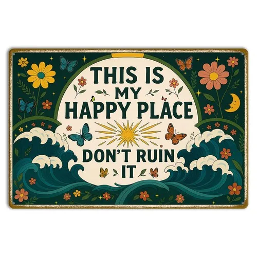 This is My Happy Place Sign – Vintage Metal Tin Wall Art   – Funny Ga... --Tin Sign