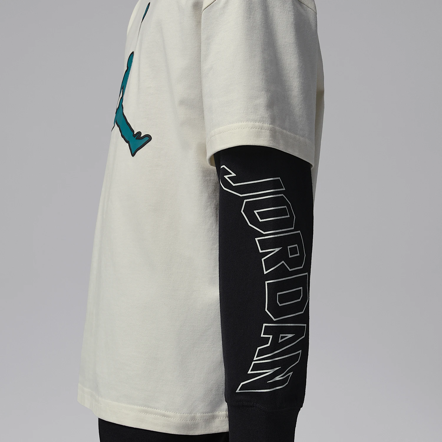 Nike genuine JORDAN big boy round neck durable fake two-piece long sleeved top IU5372-133 view 4