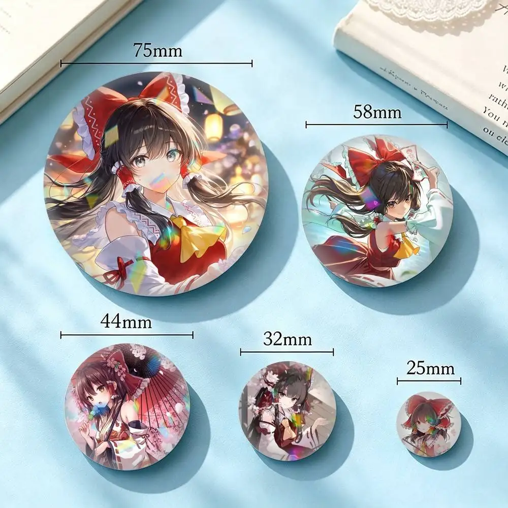 Touhou Project Reimu-Hakurei 25 32 44 58 75mm Badges Personalized Round Brooches Pins Accessory Gift