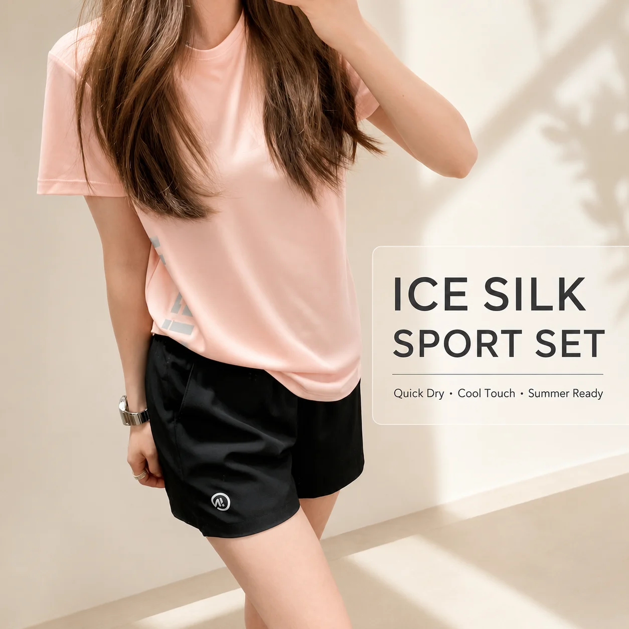 Women Summer Quick Dry Sport Set Ice Silk Short Sleeve T Shirt and Shorts 2 Piece Yoga Fitness Running Casual Outfit