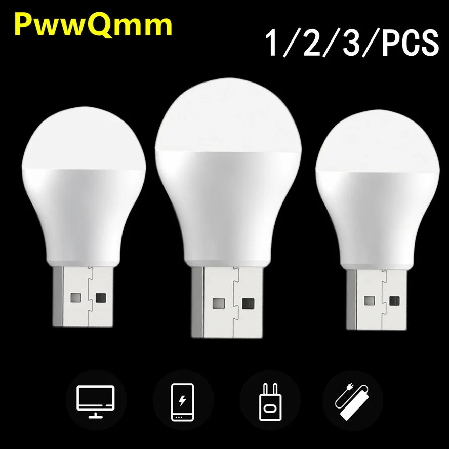 

3pc USB Light Reading Lamp Mini LED Night Light Power Bank Computer Rechargeable Light Eye Protection Reading Light For Home