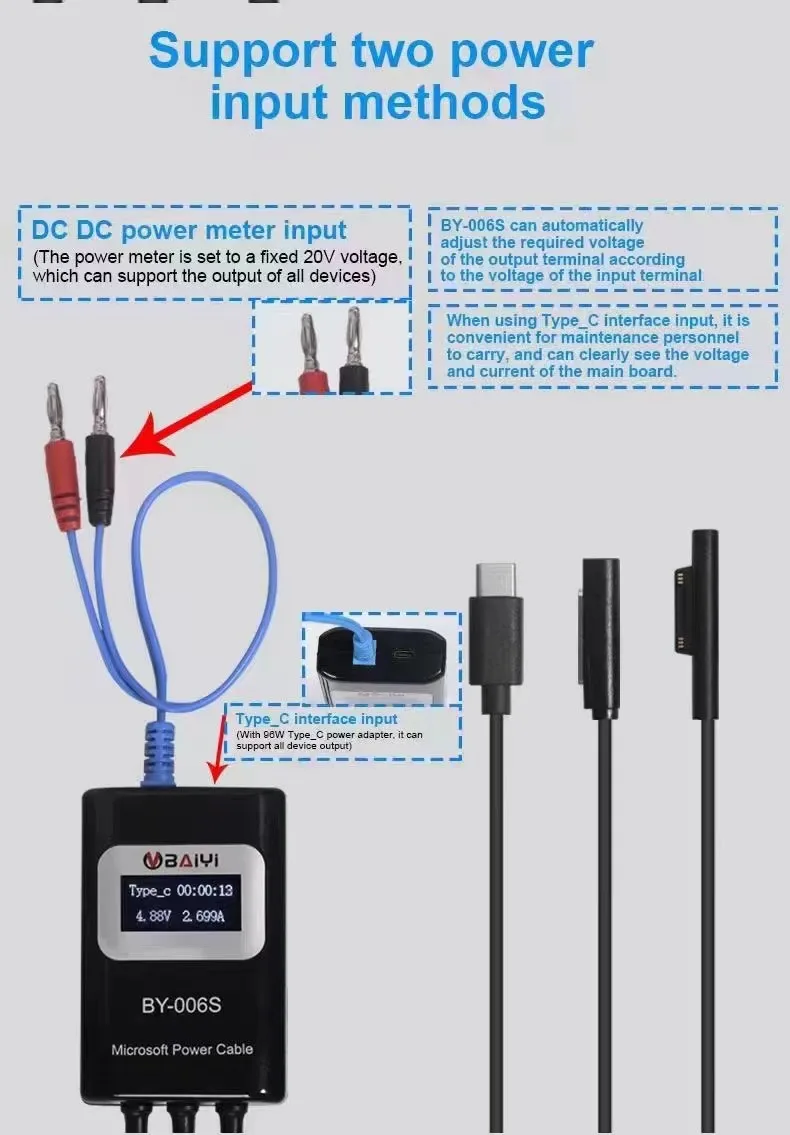 

By-006s Microsoft Power Cord Tool For SURFACE Tablet Series Fast Confirm The Fault Point Of The Main Board Detect The Cable