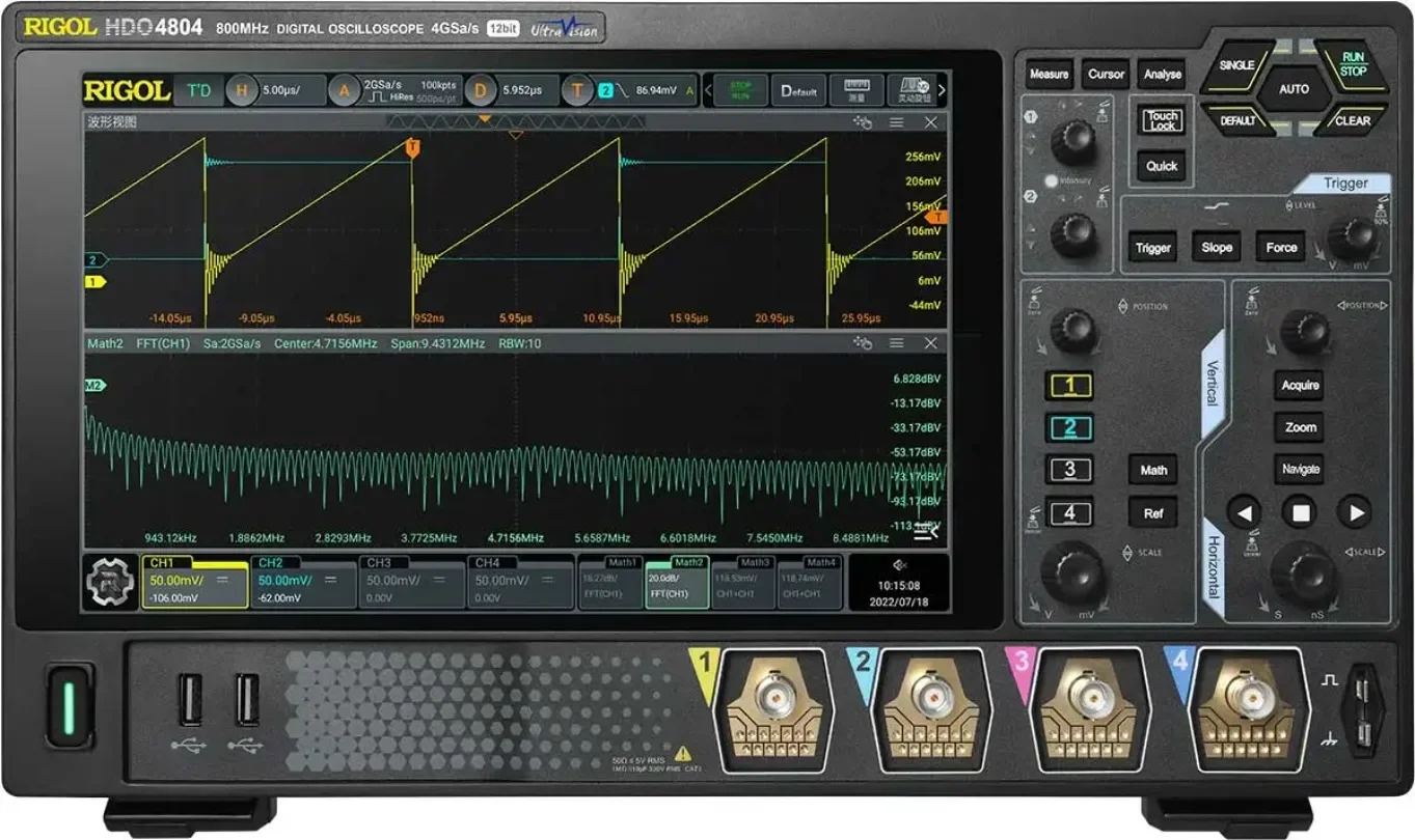 1PC   RIGOL DHO4204/DHO4404/DHO4804 High Resolution Digital Oscilloscope 200/400/800MHz 4 analog channels 12 Bit Vertical Resolu