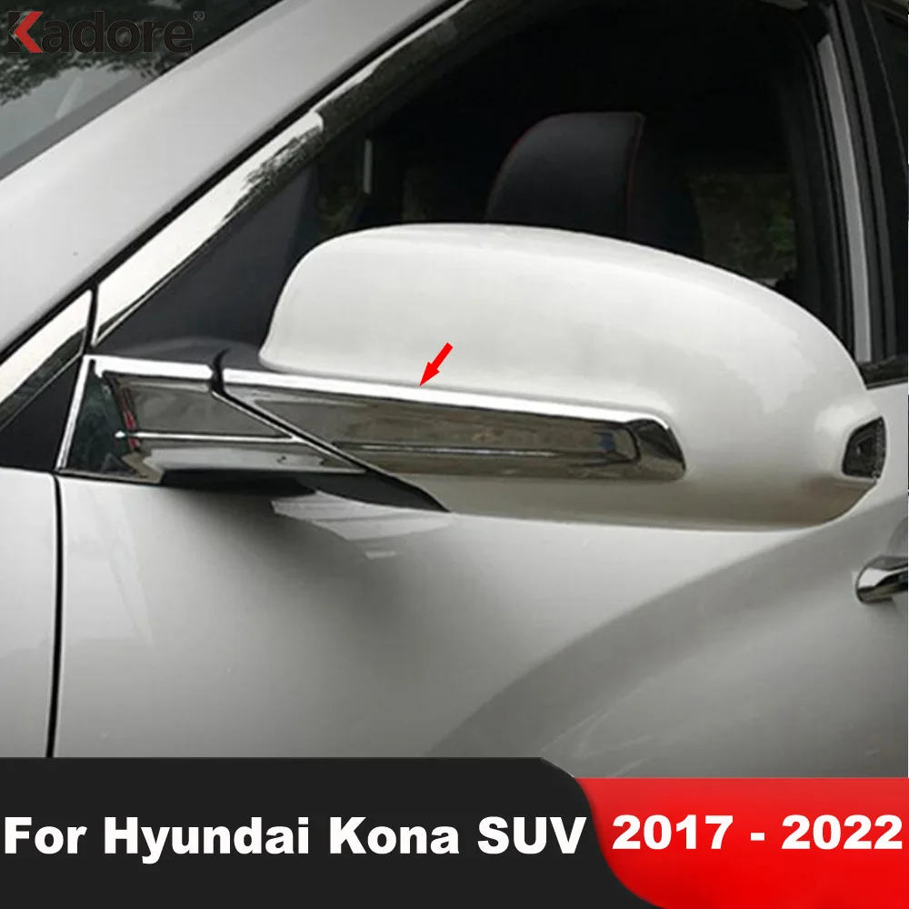 For Hyundai Kona Encino Kauai SUV 2017-2019 2020 2021 2022 Carbon Fiber Car Rearview Mirror Cover Trim Molding Strip Accessories