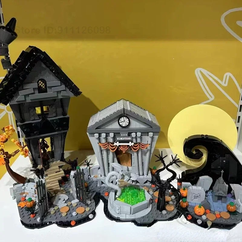 Moc House-nightmareal Before Building Blocks Set Tim Burton's The Nightmare Before Christmas 21351 Xmas Hut Halloween Gift