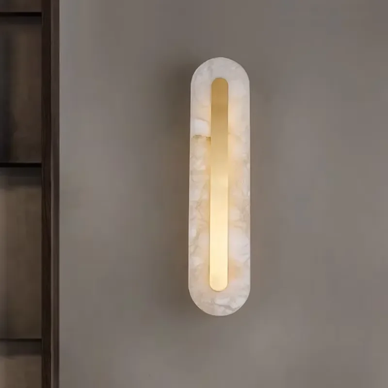 for Luxury Solid Brass Wall Lamps with Marble Base for Living Room Hotel Staircase Hallway Dining Room Bedside Bedroom
