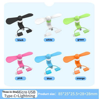 Portable 3 IN 1 Travel Cell Phone Mini Fan Cooling Cooler for Android Type-c Micro USB C For IPad IPhone 16 15 6S 7 Plus 8 X XS