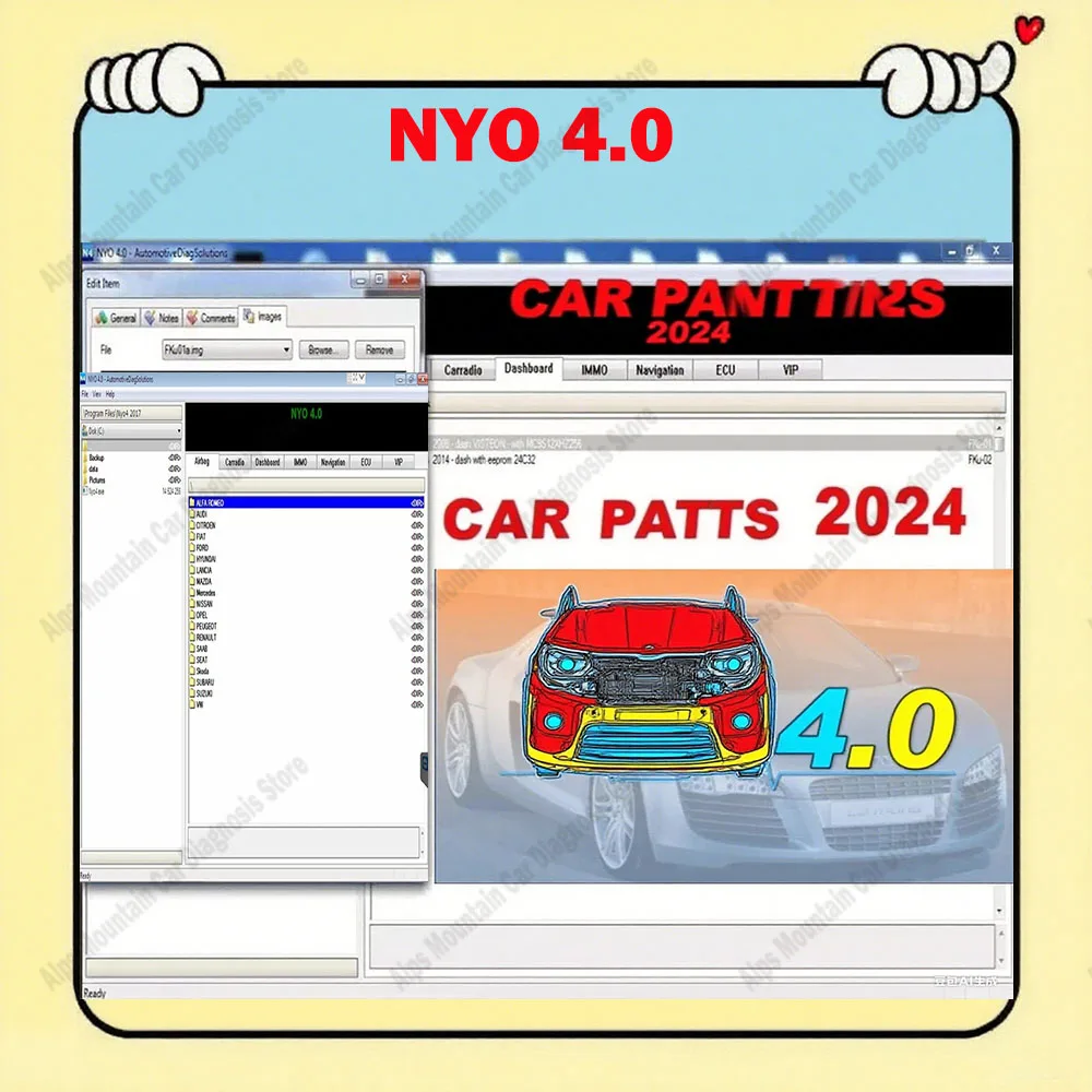 

NYO 4 Full Database Car Diagnostic Tool with Safty Airbags Dashboard Car Radio IMMO Navigation Automatic Data Repair Software