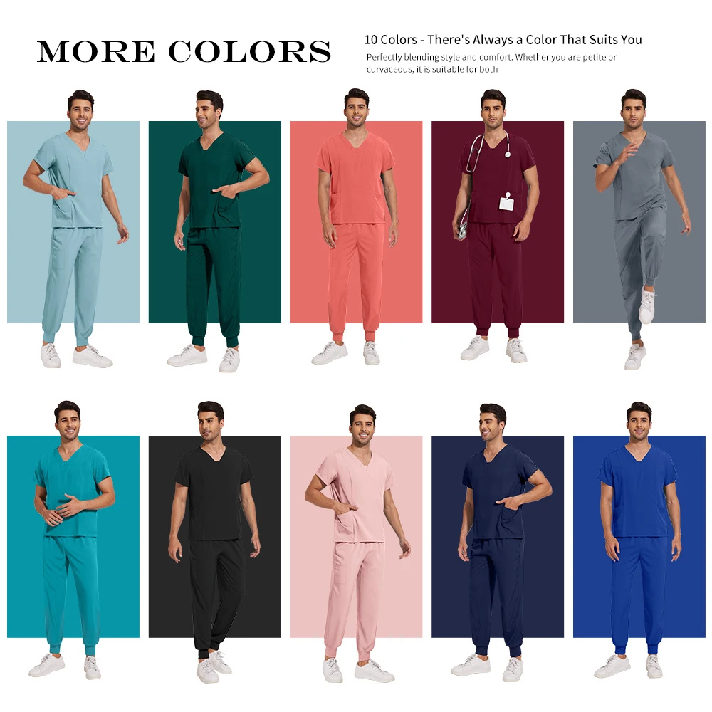 Manga curta esfrega terno elástico leve workwear dentistas médicos e cirurgãos uniformes de trabalho feminino masculino jogging calças conjunto