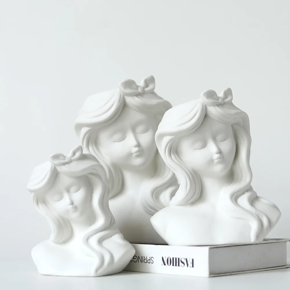 White Ceramic Vase Body Modeling Cartoon Girl Flower Arrangement Accessories Home Furnishing Decoration Vases Pots