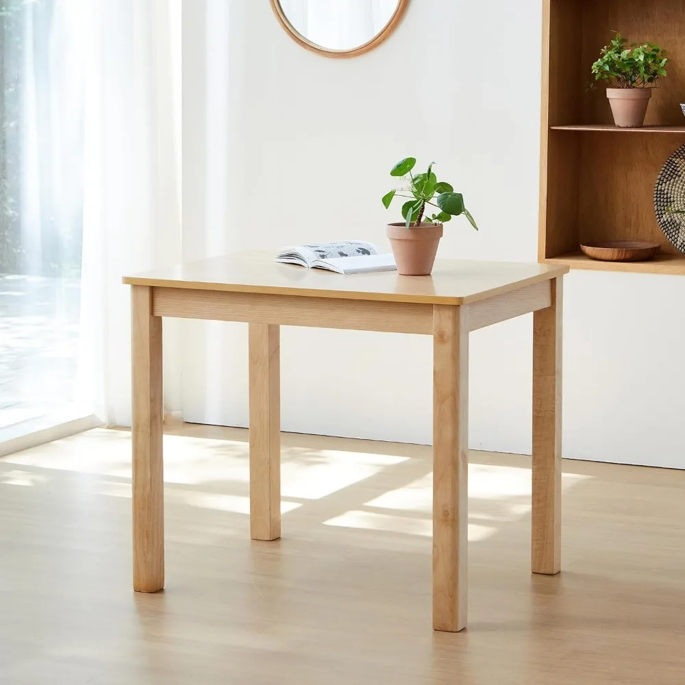 Cabin 33.5" Wooden Dining Table/Small Rectangular Modern Farmhouse Solid Wood Kitchen Table Desk (Natural)