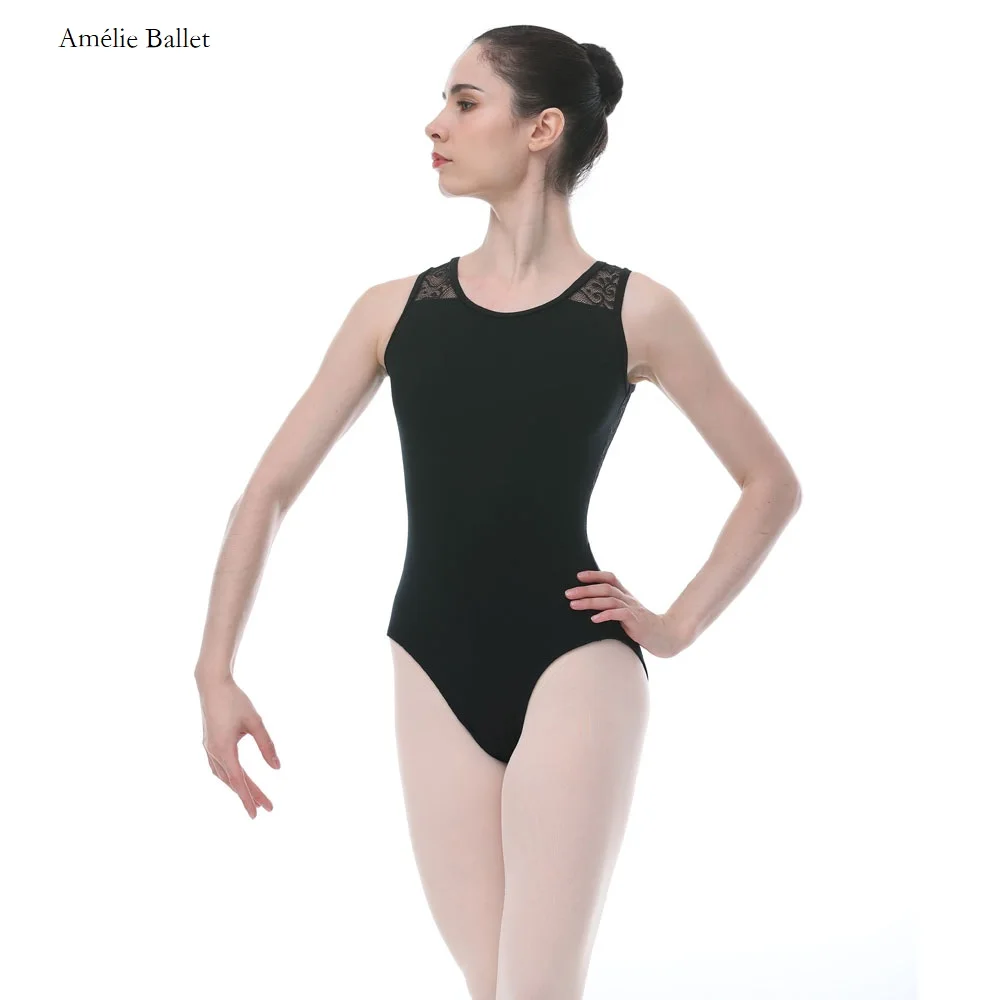 03D0346 Free Shipping Adult Dance Letoards Tank Leotard with Lace Basic Leotard for Women Ballet Dancing Training Suit