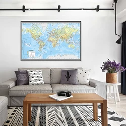 Canvas World Map Spanish Personalized Picture A2 City Map of The World Home Decoration Wall Stickers for School Office Supplies