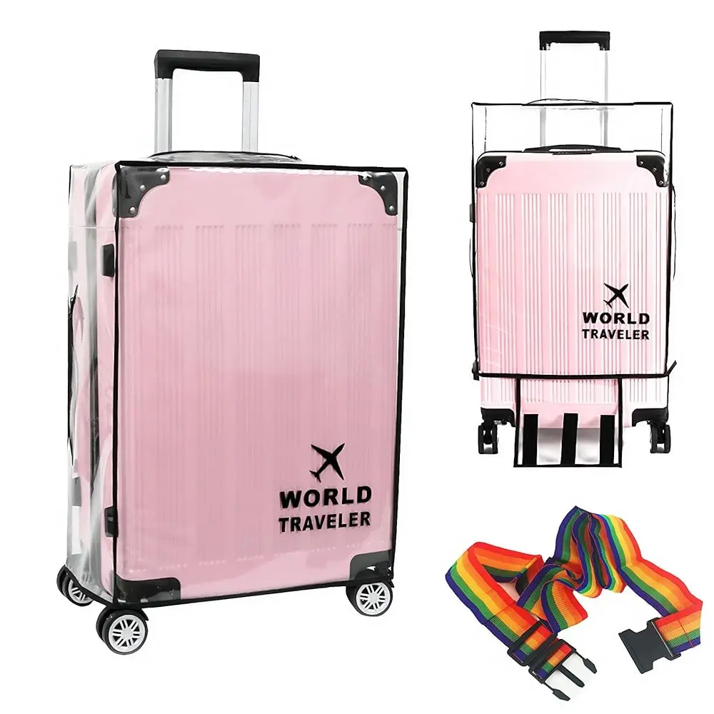 

Free ShippingLuggage Cover Heavy-Duty Clear PVC Suitcase Protector with 1 Luggage Strap - Waterproof, Dustproof & Anti-Scratch f