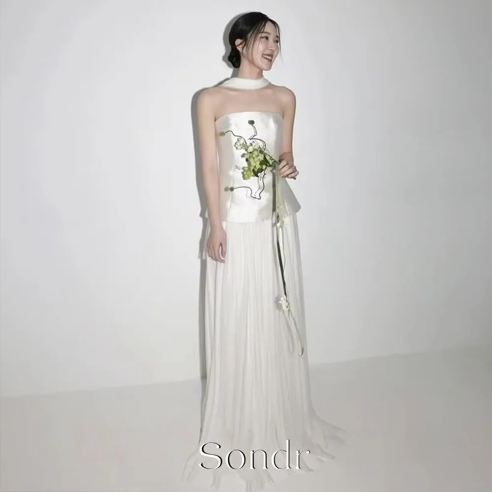 Sondr Elegant Korea Wedding Dresses With Scalf Photo Shoot Soft Tulle Floor Length Elegant Bridal Gowns웨딩드레스 Customized Corsets