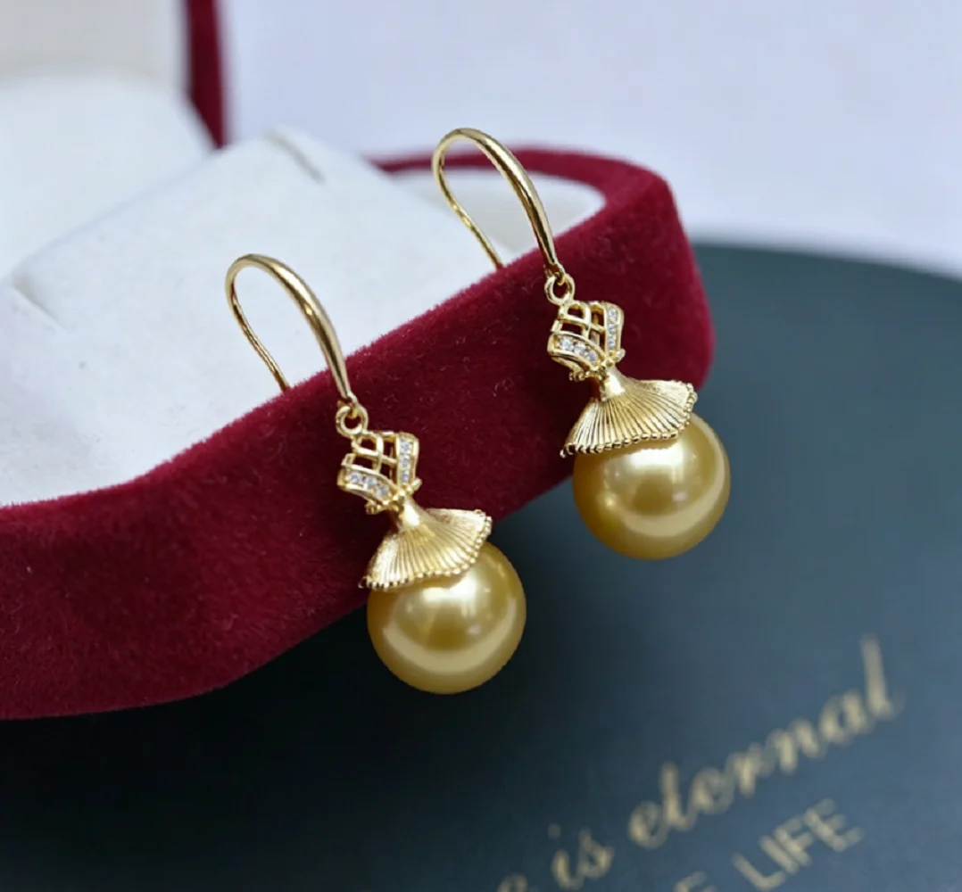 Gorgeous Earrings AAAA10-11mm Natural Pearl Earrings 925S