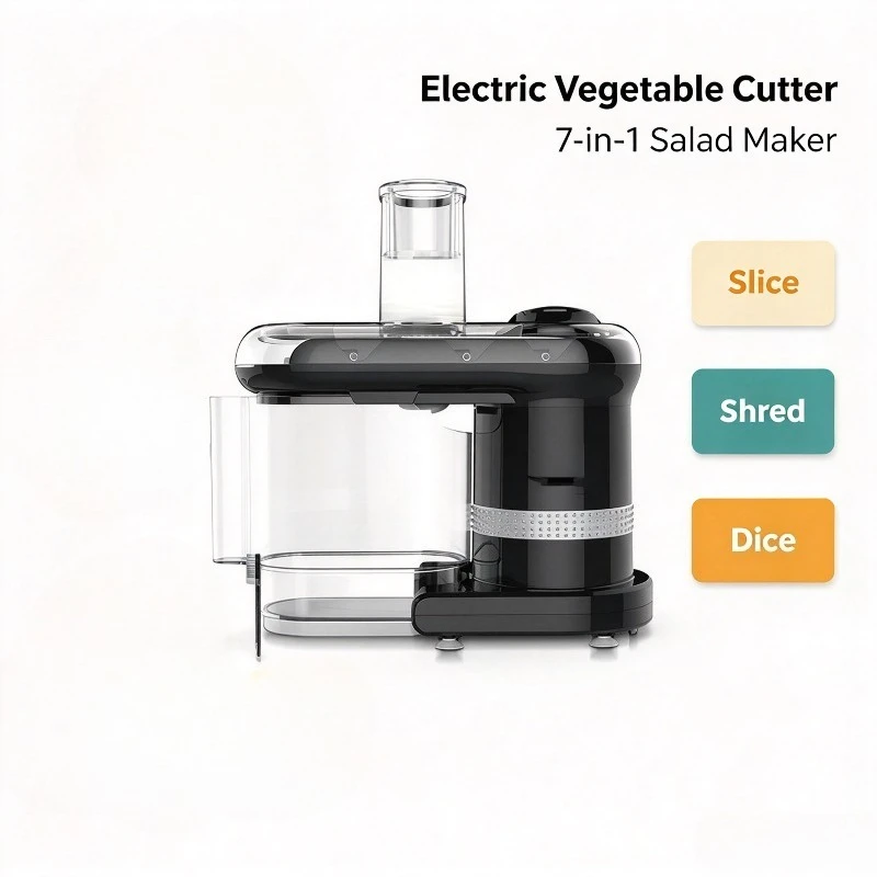 7 in 1 Electric Vegetable Cutter Kitchen Cheese Grater Slicer Shredder Dicer Multifunctional Salad Prep Machine