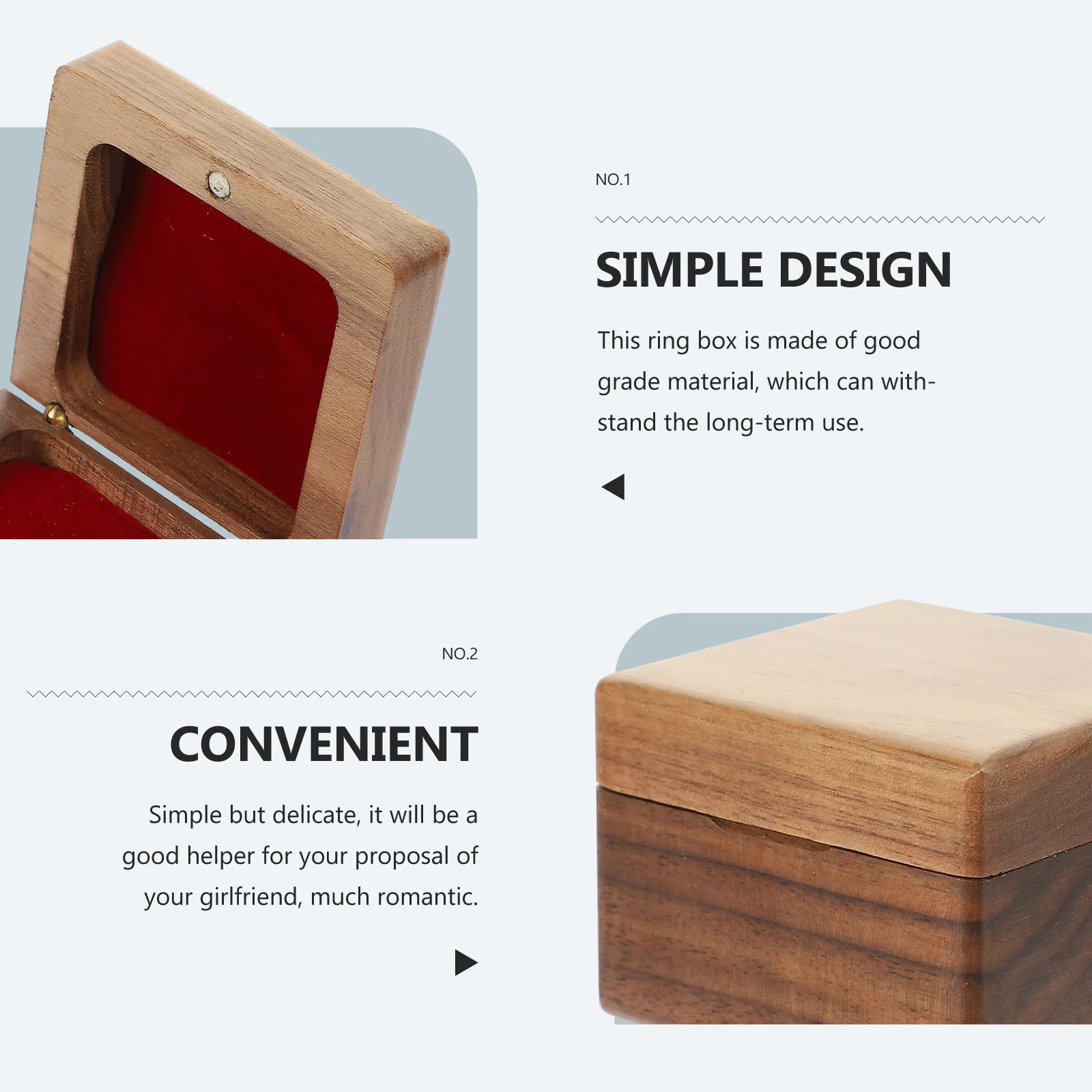 

Коробка для колец из орехового дерева, держатель для ювелирных изделий, губка, бархат, романтическое предложение, чехол для хранения, ganizer, подарочный контейнер на годовщину свадьбы