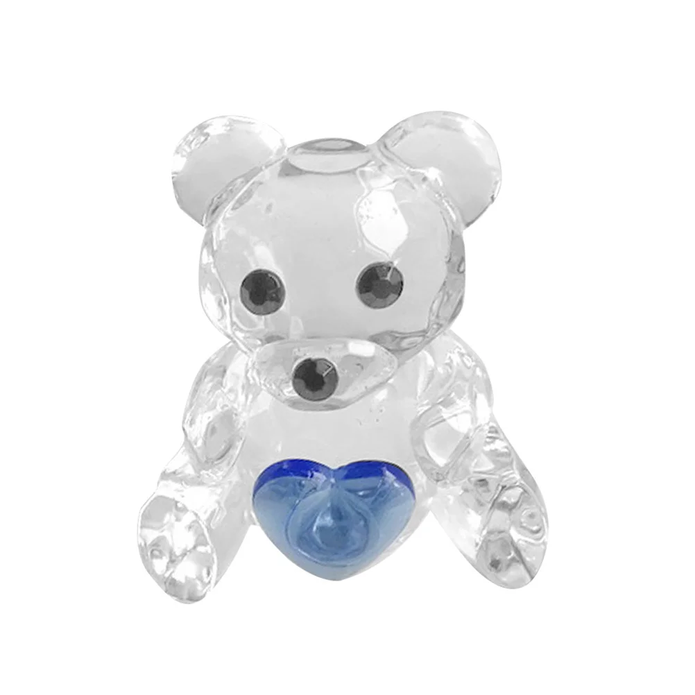 

1Pcs Blue Crystal Bear Sculpture Heart Lover Souvenir Creative Birthday Gift for Valentines Day Bear Decor