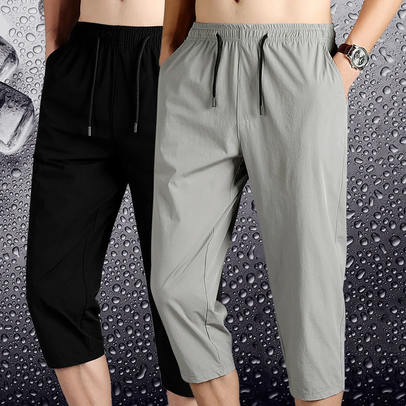 

Male Bermuda Board Quick Drying Beach Black Men's Long Shorts Men's Shorts Summer Breeches 2022 Thin Nylon 3/4 Length Trousers