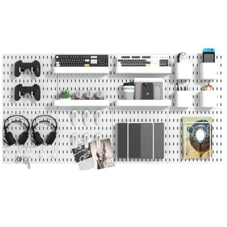 

Pegboard Combination Kit 8 Peg Boards and 30 Accessories Modular Hanging Pegboard for Walls Office Wall Organizer Keys Holder o