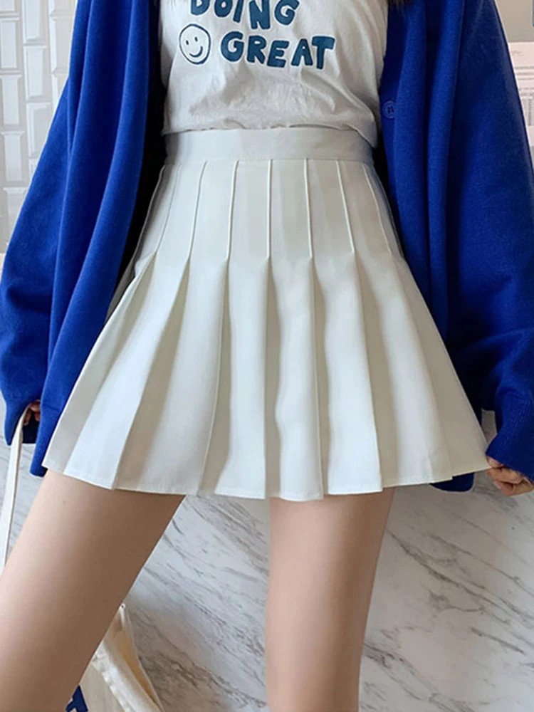 White Women Pleated Skirts Summer High Waist Zipper Girls Dancing JK Mini Skirts Black Fashion Student A Line Faldas 2026