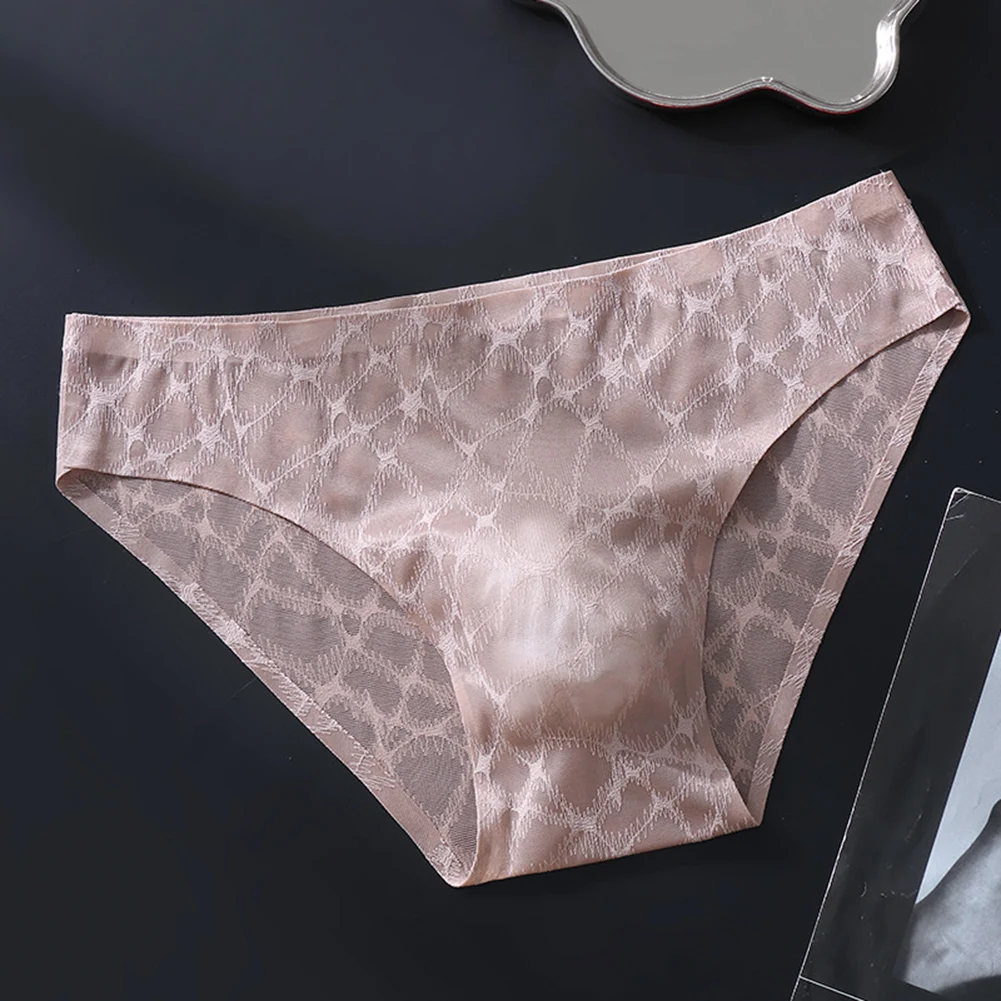 Letter Lace Transparent Men's Underwear Thin Mesh Hollow Out Sexy Male Briefs Medium Low Waist Sexy Triangle Shorts