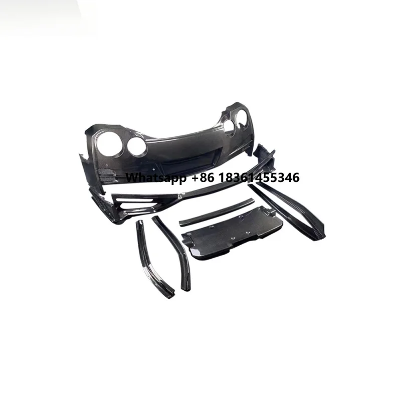 Top-secret Style Carbon Fiber Body Kit Bumper Fenders Side Skirts Spoiler Diffuser Hood for  GT R35