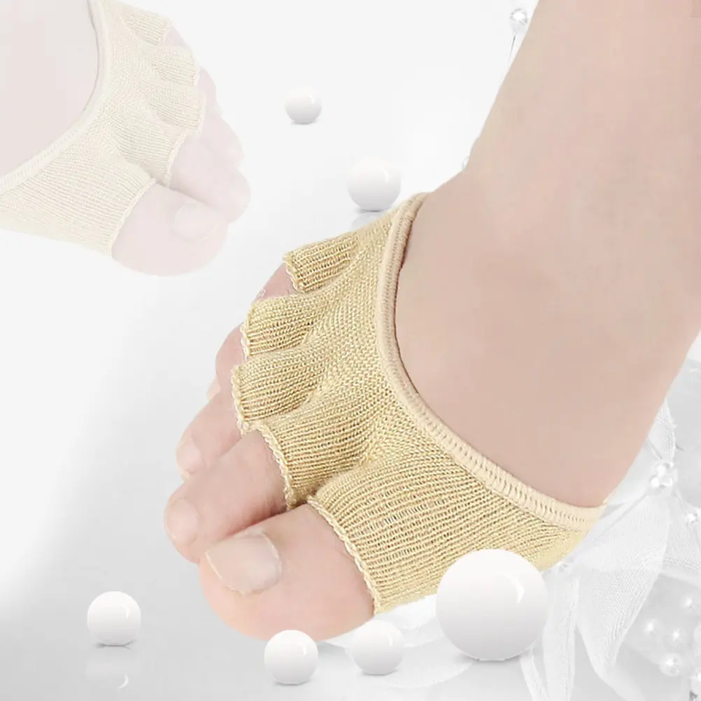 2Pairs Soft Toe Socks Open Toe Non Slip Bottom Grip for Yoga Women Sports Ballet Pilates Toeless Half Socks Comfort