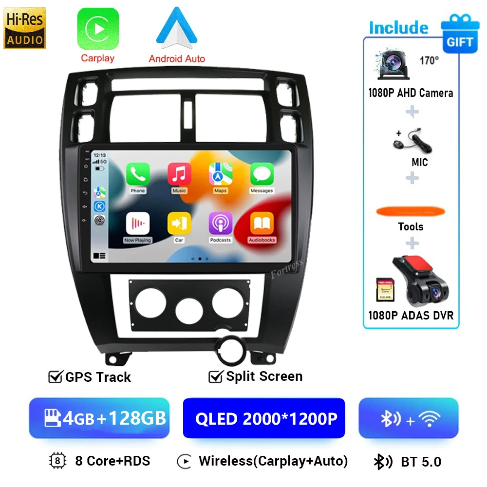 Android 16 Autoradio voor Hyundai Tucson 2004-2013 Multimedia Video Player Navigatie 2 Din DVD Head Unit Stereo Carplay luidsprekers