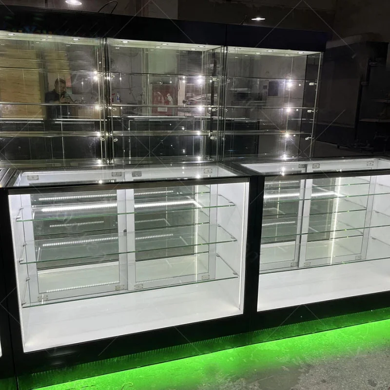 custom.Display Counter L Shape 6ft Glass Checkout Cabinet Smoke Shop Retail Presentation Sale Furn