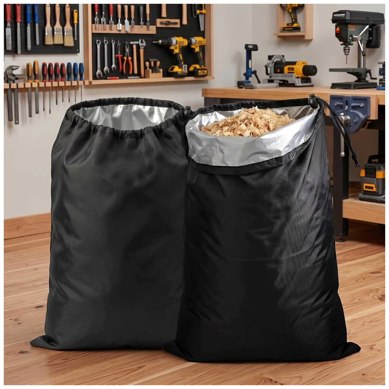 Heavy Duty Waterproof Wood Chipper Collection Bag, Thick Garden Leaf Bag, Woodworking Debris Storage Bag for Craftsman
