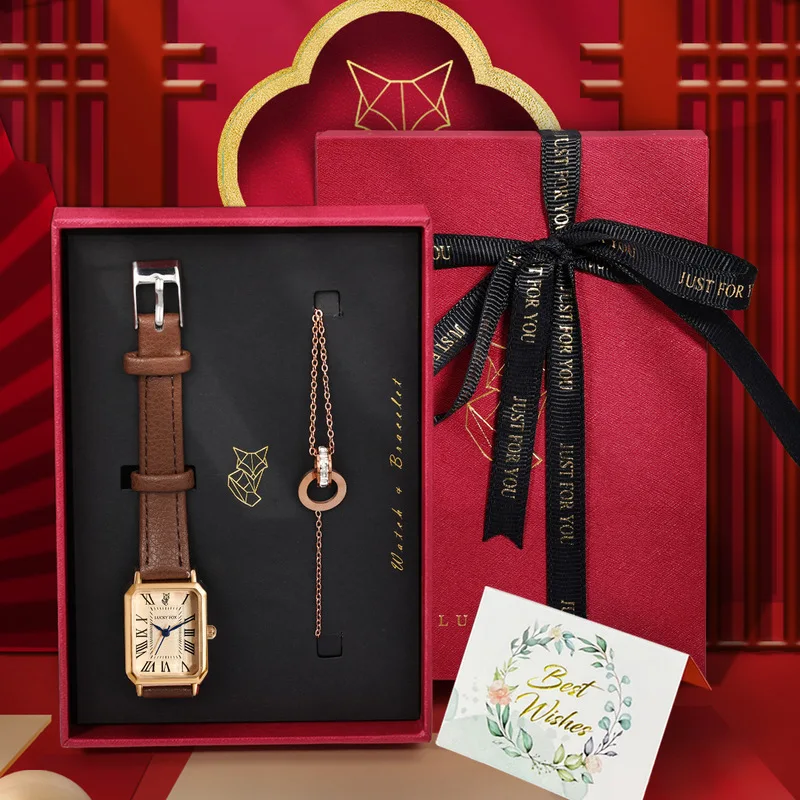 Women Quartz Watch Bracelet Simple Elegant Ladies Vintage Wristwatch Gift Set For Daily Wear Special Occasions Stylish Timepiece