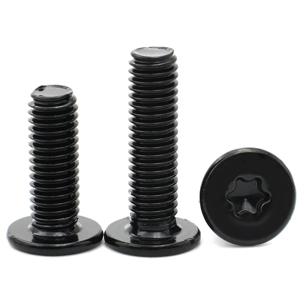 10pcs Black 304 Stainless Steel M1.6 M2 M2.5 M3 M4 M5 M6 M8 CM Six-Lobe Torx Ultra Thin Super Low Flat Wafer Head Screw Bolt