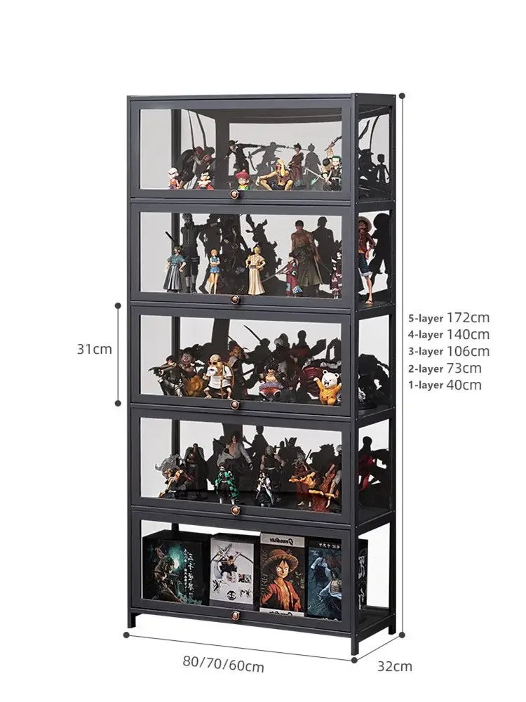 Display Cabinet For Figures Acrylic Transparent Dustproof Display Case Living Room Storage Box Commodity Shelf Bookcase Shelving