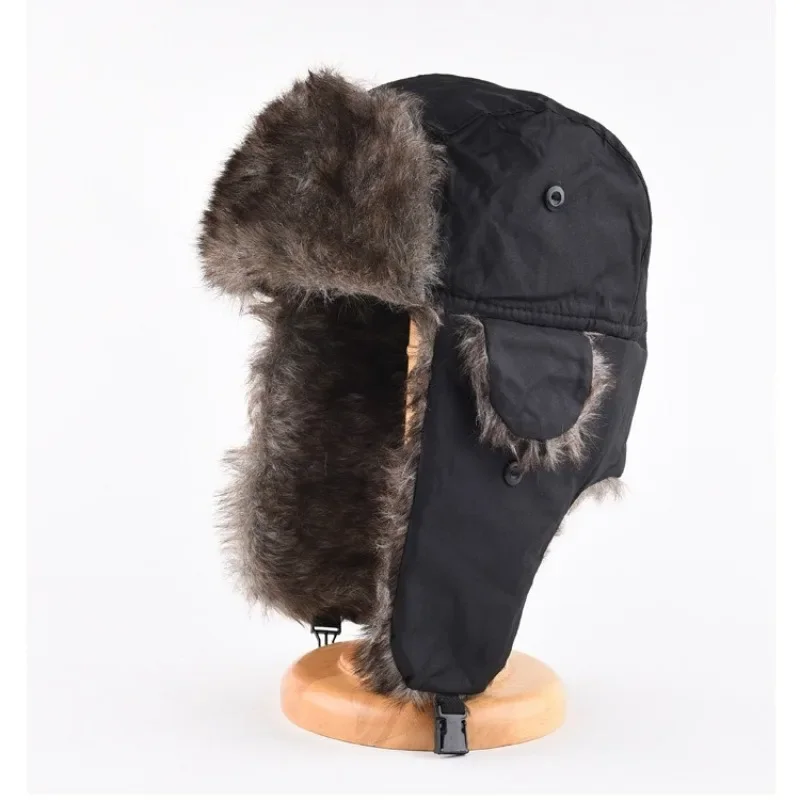 Men's Winter Trapper Aviator Trooper Warm Earflap Ski Hat Waterproof Bomber Cap with Russian Warm Ear Protectors