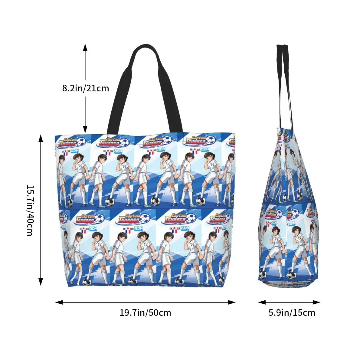 Captains Tsubasas Japan Football Anime Shopping Tote Bag Canvas Large Capacity Shoulder Bags Shopper Grocery Handbag for Women