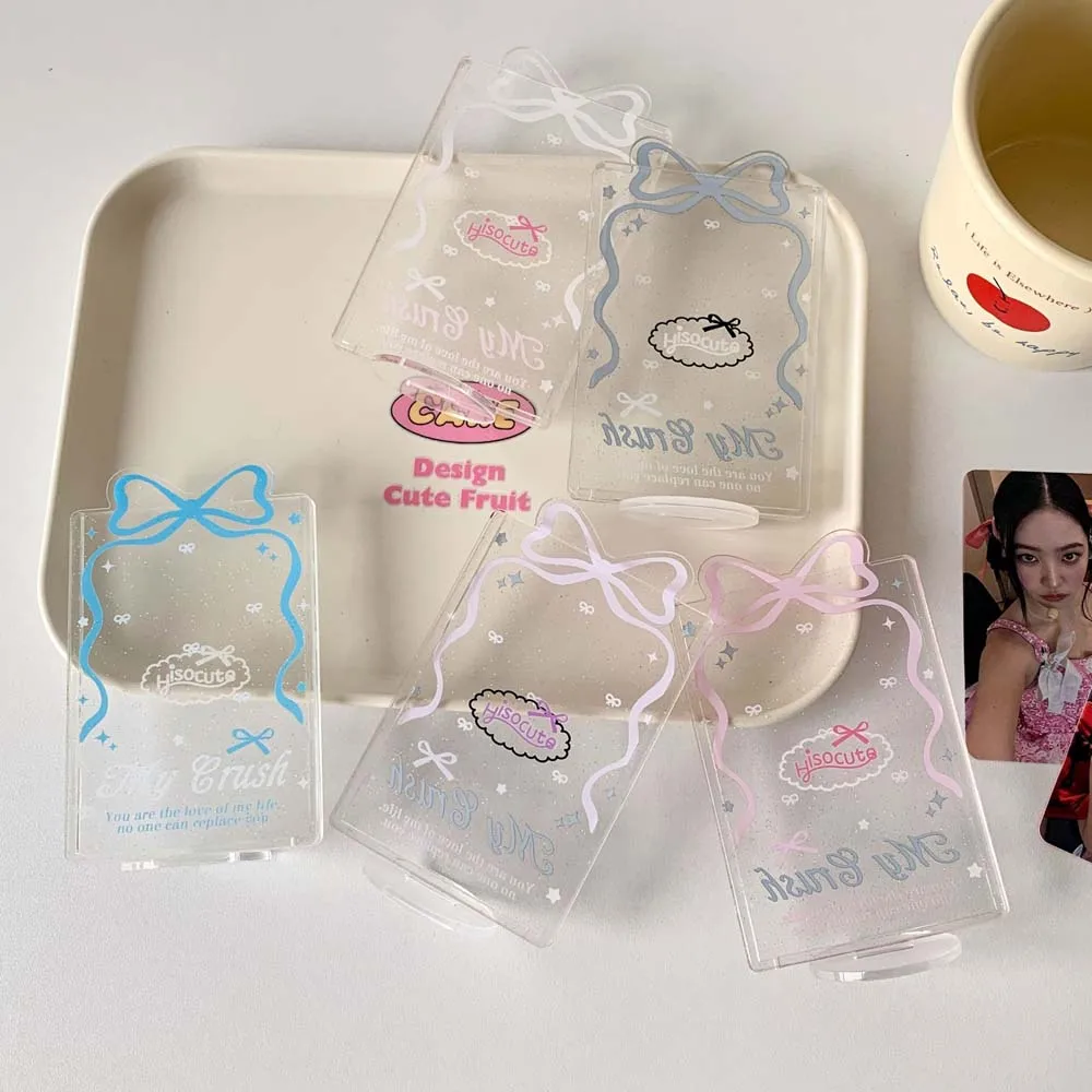 

Украшение рабочего стола, держатель для карт в корейском стиле, прозрачный бант, чехол для студенческих карт, чехол для карт, держатели для удостоверений личности с фотографией Polaroid