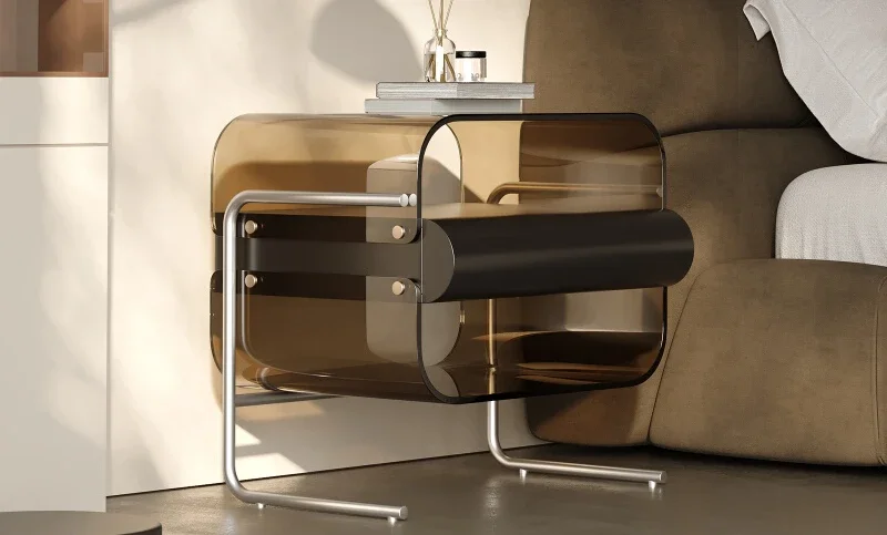 

Italian light luxury suspended bedside table, high-end minimalist storage, modern bedroom storage