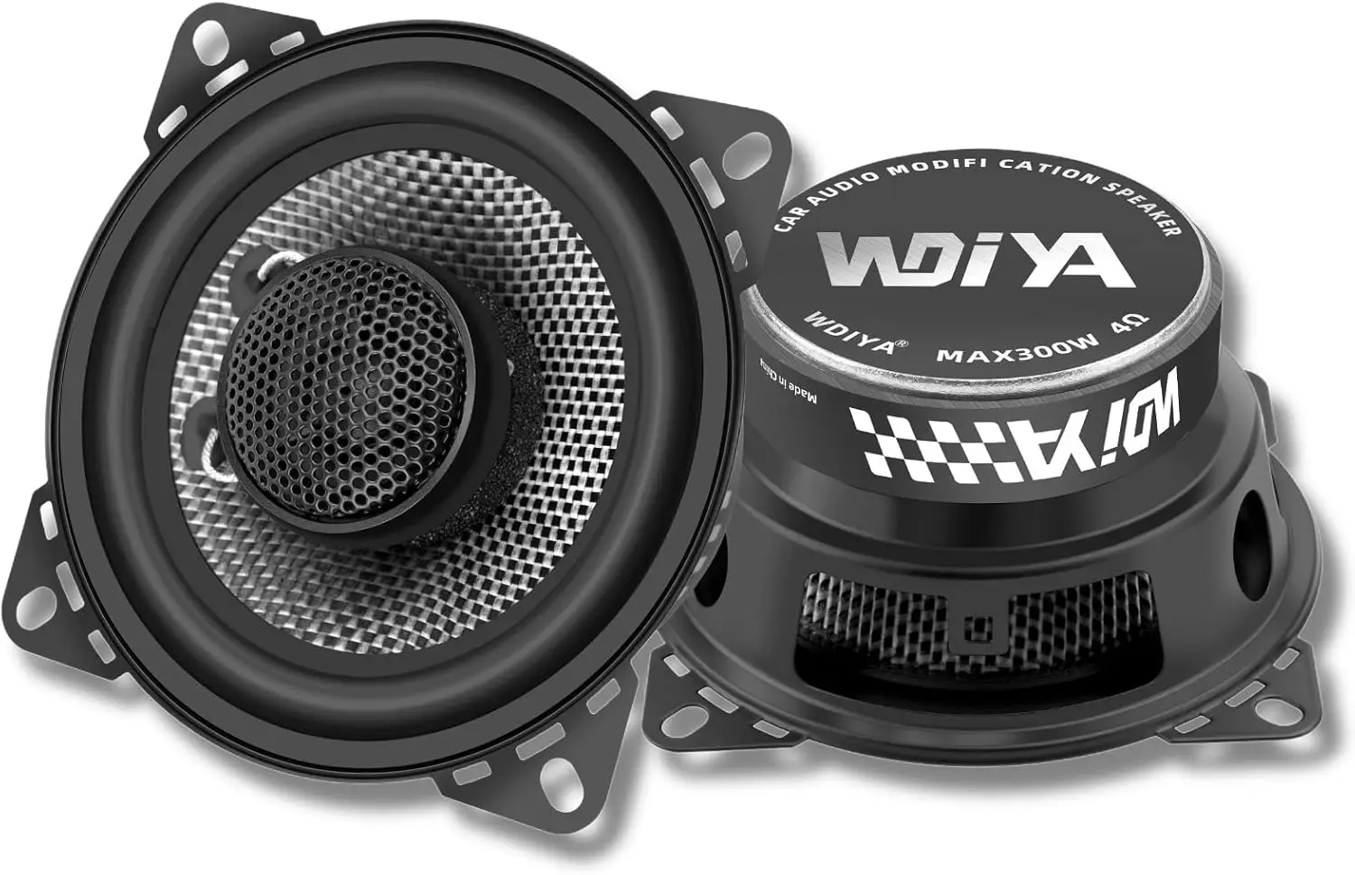 مكبرات صوت محورية للسيارة مقاس 4 بوصات، نطاق كامل في اتجاهين، ذروة 300 وات، مخروط من ألياف الكربون، 4 أوم، دقة عالية للستيريو التلقائي #1